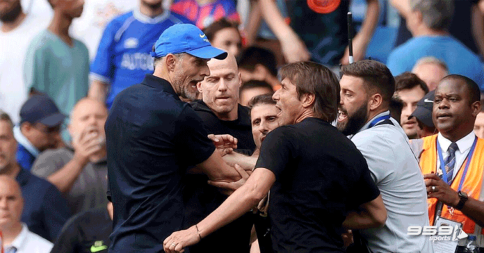 Chelsea coach Tuhel and Spurs coach Conte fight